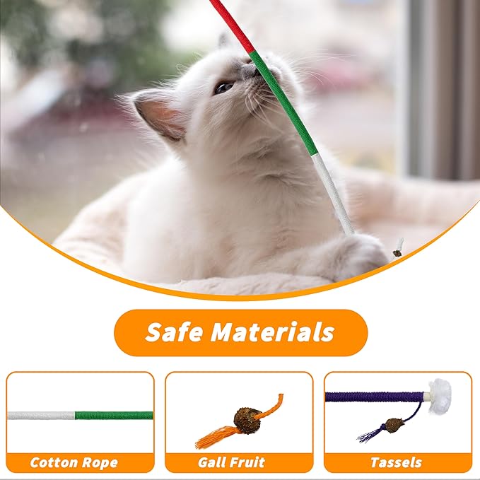 3pcs Safe Cat Rope Toy,Teeth Clean Toy for Cat, Cat Chew Toys for Indoor Cat,Kitten Interactive Toys-PawvioPets