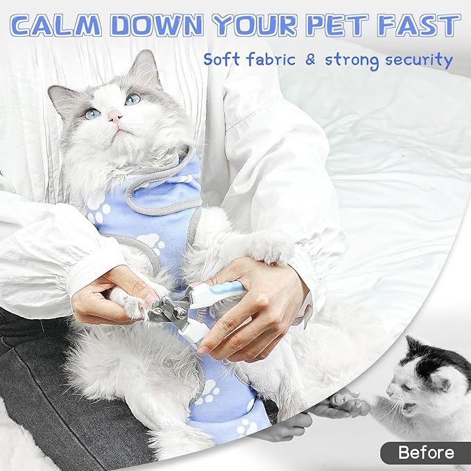 Cat Grooming Hammock, Self-Adherent Wrap for Cutting Nails, Anti-Escape Calming Grooming Bag for Medicine, Nail Clipping, Teeth Brushing, Ear Cleaning-PawvioPets