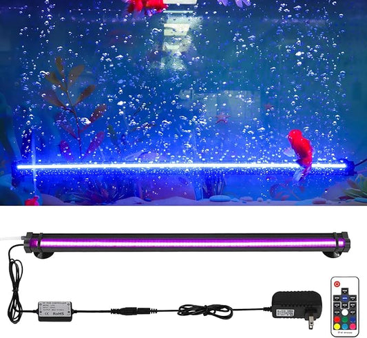 Bubbler Aquarium Fish Tank Decor: Submersible Aquarium Lighting with Oxygen Boost for Fish Lovers - Waterproof RGB Light Bar Bubble Wall for 30-35 Inch Saltwater Freshwater Fishes Tanks-PawvioPets