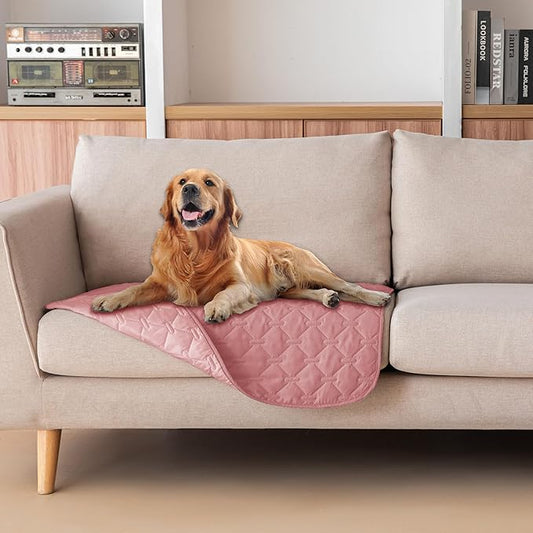 gogobunny 3X Stronger Waterproof Pet Blanket, Scratch Proof Furniture Protector for Dogs Cats, Reversible Cover 30x30 Inch, Dark Pink/Light Pink-PawvioPets