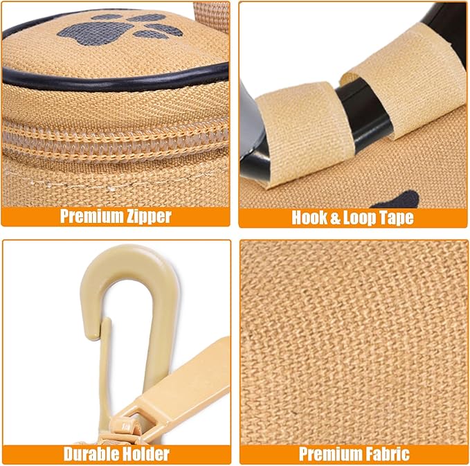 Dog Waste Bag Dispenser Dog Poop Bag Dispenser for Leash Accessory dog Poop Bag Holders Fits Dog Leash Include Hand Free Holder, Khaki, No-KaqiXYB-PawvioPets