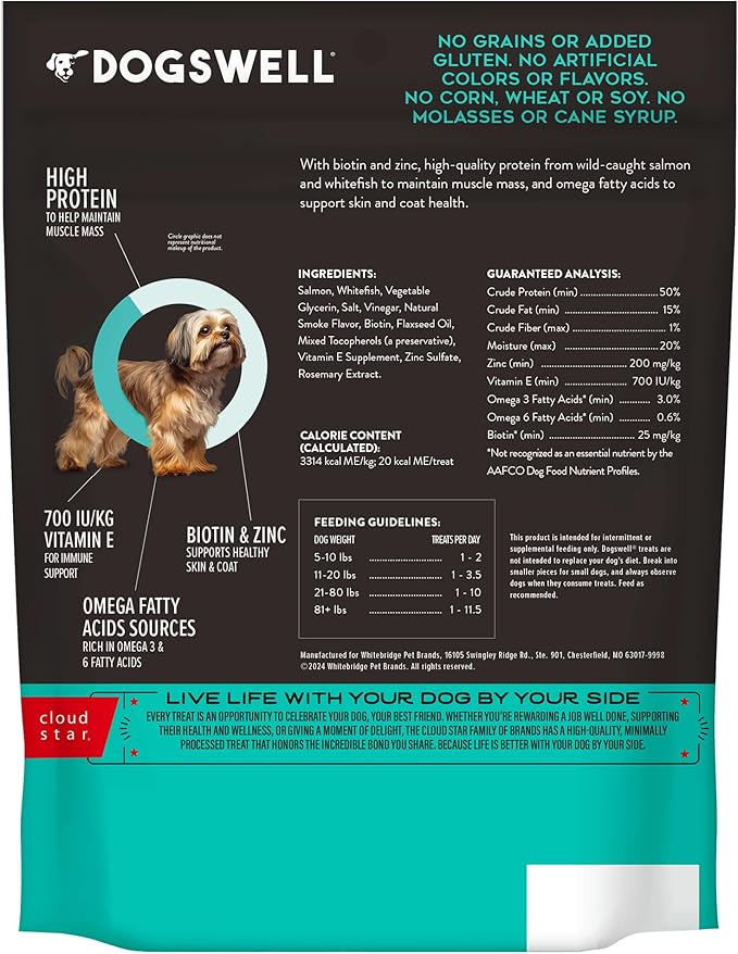 Dogswell Skin & Coat Mini Jerky Dog Treats, Salmon, 4 oz. Bag-PawvioPets