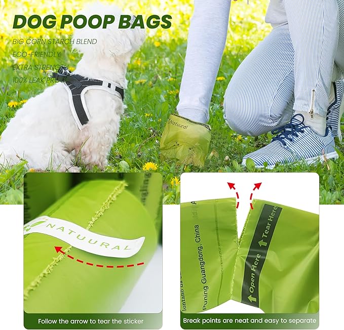Dog Poop Bags Rolls-600 Counts, 40Rolls, Biodegradable Poop Bags Made of Cornstarch, 100% Leak Proof and Easy to Open (Green)-PawvioPets