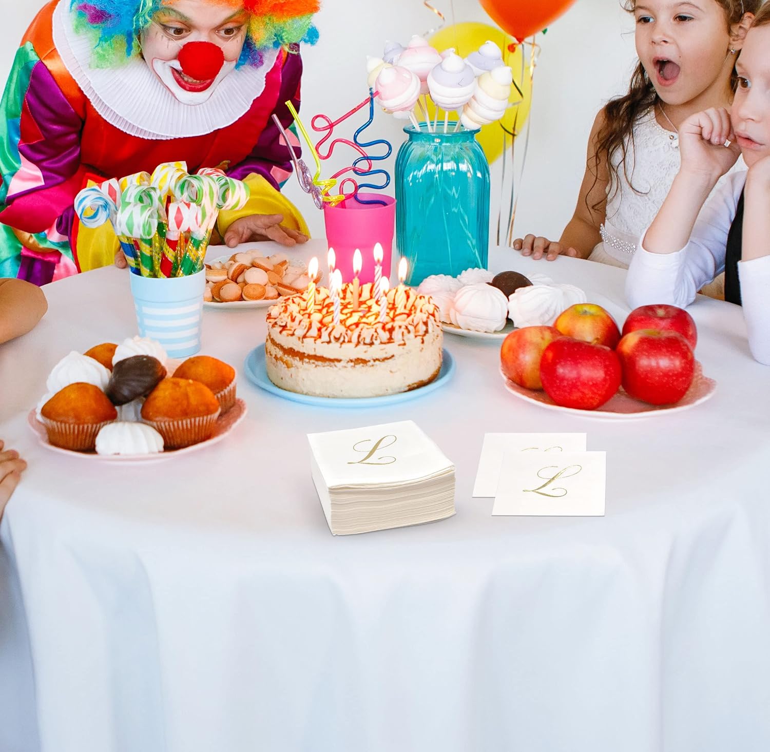 Gift Boutique 100 Gold Monogram Cocktail Napkins Letter L Disposable Paper Pack Elegant Metallic Golden Foil Hand Napkin for Powder Room Wedding Holiday Birthday Party Baby Shower Decorative Towels