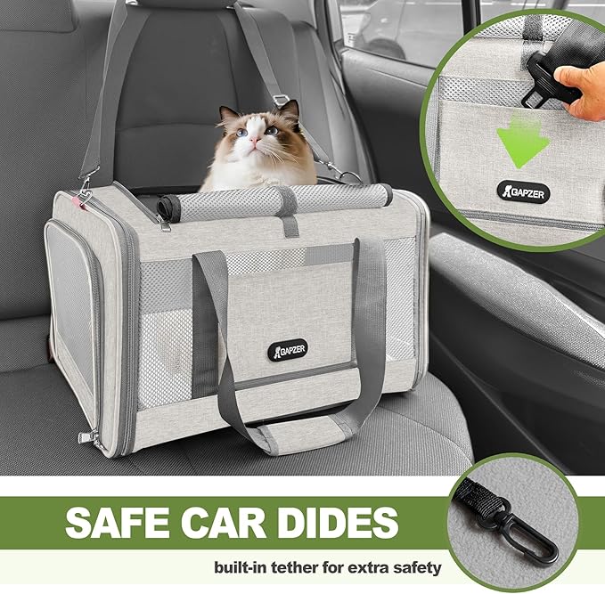 Cat Carrier American Airline Approved 18x11x11, Top Opening Sturdy Soft Pet Carrying Bag See Through, Mini Dog Hard Bottom Crate Kennel Case, 4-Side-Ventilation Mesh Cage Toy Poodle Biege-PawvioPets