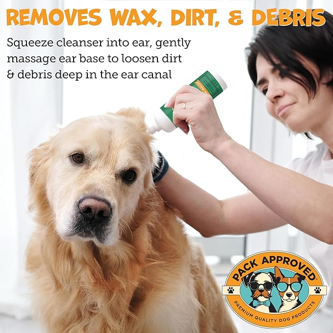Cat & Dog Ear Cleaning Solution - Helps Remove Wax, Debris, and Dirt - Non-Stinging, Non-Burning Daily Use Formula - Cat & Dog Ear Wash for Itchy Ears - Cucumber Melon Scent (8oz)-PawvioPets