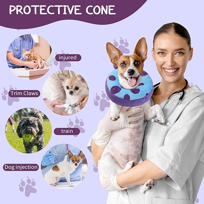 Adjustable Cat Collar Soft to Stop Licking After Surgery for Kitten, Alternative to Cone of Shame, Donut Cone for Cats, Pet Elizabethan Collar (Monster, Small)-PawvioPets