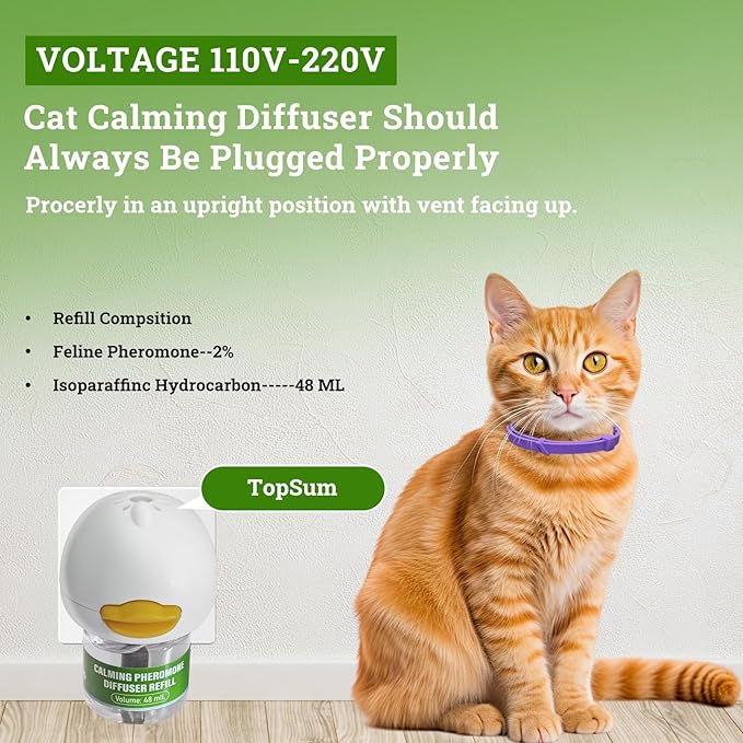 2 Diffusers& 6 Refills +2pcs Calming Collar Cat Calming Diffuser, Plug in Diffuser Cat Pheromone Calming Diffuser Starter Kit Helps Ruduce Anxious, Anti-Stress & Comforts Cats-PawvioPets
