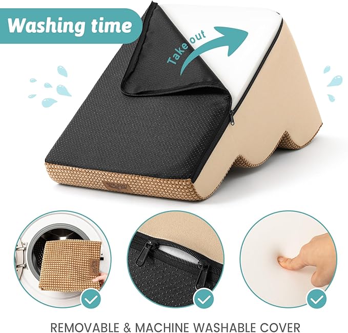 Dog Stairs for Small Dogs 15.7" H, Curved Dog Step for Puppy, Older Cat, Medium Pet Ramp for Sofa, Couch or Chair, Ladder with High Density Foam, 15.7x22.4x15.7 inch, 3 Step, Light Brown-PawvioPets