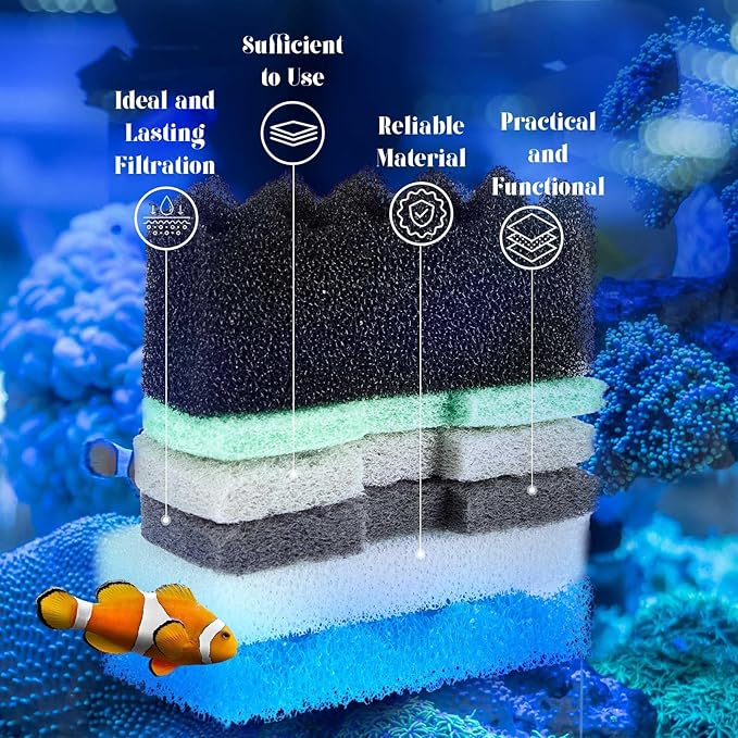 32 Pcs Aquarium Replacement Maintenance Kit Compatible with Fluval 106/107 Filter Media Including Biological Sponge, Ammonia/Phosphate/Nitrite Remover Pad, Aquarium Towel, Grease-PawvioPets