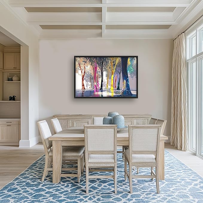 Framed Large Trees Wall Art for Living Room, Oversized Abstract Forest Wall Decor Colorful Nature Canvas Painting Modern Artwork Home Decoration for Living Room Bedroom Dining Room Office 36"x24"-PawvioPets