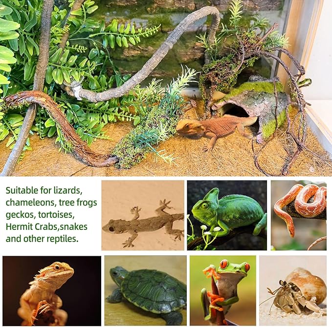 BNOSDM Reptile Vines, Bendable Jungle Climbing Vine, Terrarium Artificial Plants Decor, Reptiles Tank Accessories for Bearded Dragons, Chameleons, Snakes, Lizards, Hermit Crabs-PawvioPets