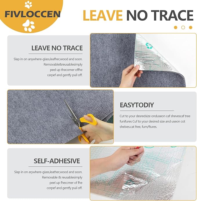 78.7"x15.8"Self-Adhesive Climbing Cat Scratch Protector Pads - Trimmable Furniture Guard for Sofa, Walls & Floors, DIY Cat Tree/Tower/Bed, Replaceable Scratch-Resistant Mats (Light Gray)-PawvioPets