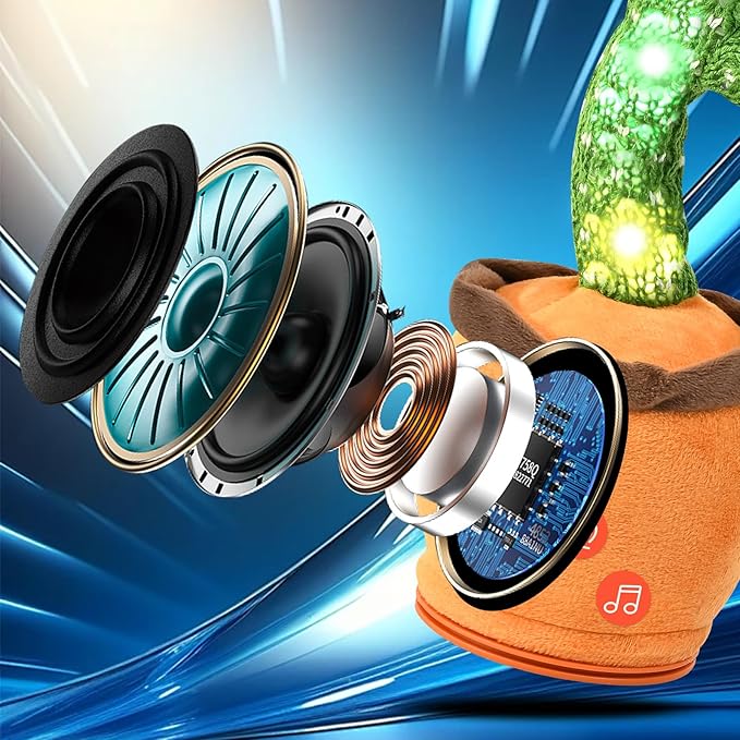 Dancing Talking Cactus Toy for Baby Toddler, Boys Girls Gifts Singing Mimicking Recording Repeating What You Say Baby Toys with 120 English Songs (Adjustable Volume)-PawvioPets