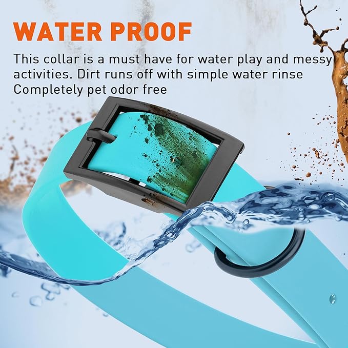 Dogline Biothane Waterproof Dog Collar Strong Coated Nylon Webbing with Black Hardware Odor- Proof for Easy Care Easy to Clean High Performance Fits Small Medium or Large Dogs, Sky Blue-PawvioPets