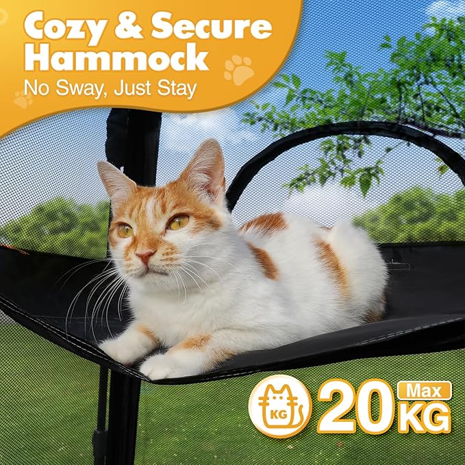 Extra Large Catio Outdoor Cat Enclosure, Rywell 3-Tier Spacious Outdoor Cat Tent, Weatherproof&Sunproof with 5 Windows, Foldable Cat Enclosure for Patio, Camping, Indoor(Includes Carry Bag)-PawvioPets