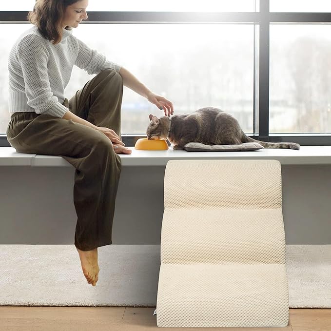 Dog Stairs for Small Dogs - High Density Foam Pet Steps, Extra Wide Dog Ramp with Non-Slip Bottom for High Beds, Couch and Sofa, Best for Dogs Injured, Older Doggy Cats-PawvioPets