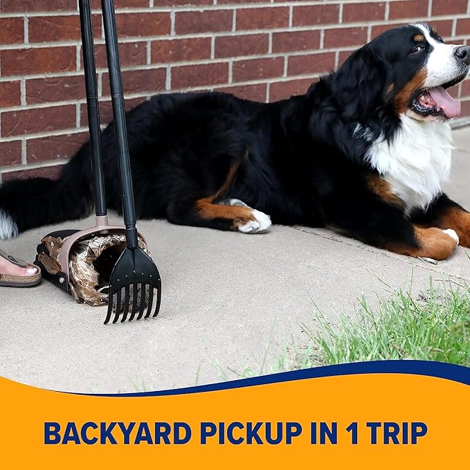 Arm & Hammer Dog Pooper Scooper Swivel Bin & Rake, Poop Scoop for Dogs, Black (2 Heavy Duty Scented Waste Bags Included)-PawvioPets