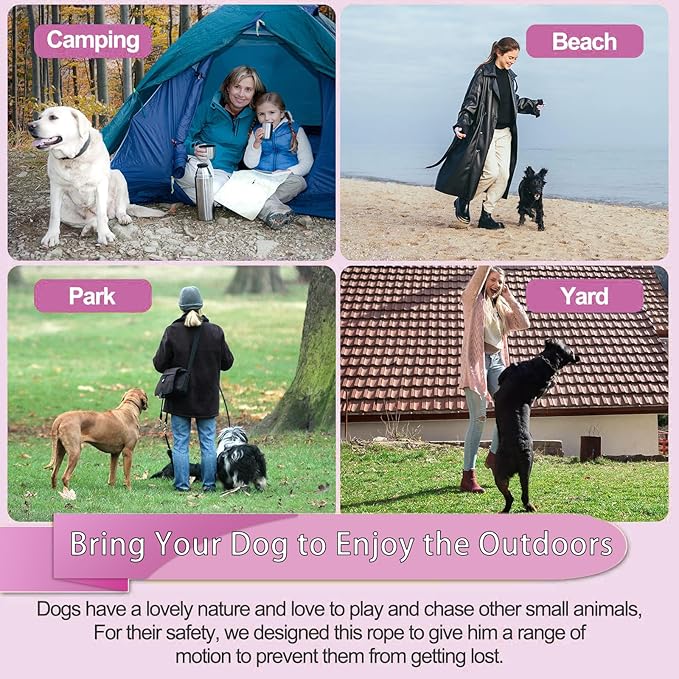 10FT Heavy Duty Dog Tie Out Cable for Large Dogs up to 125lbs, Durable Runner Tether Line (Purple)-PawvioPets