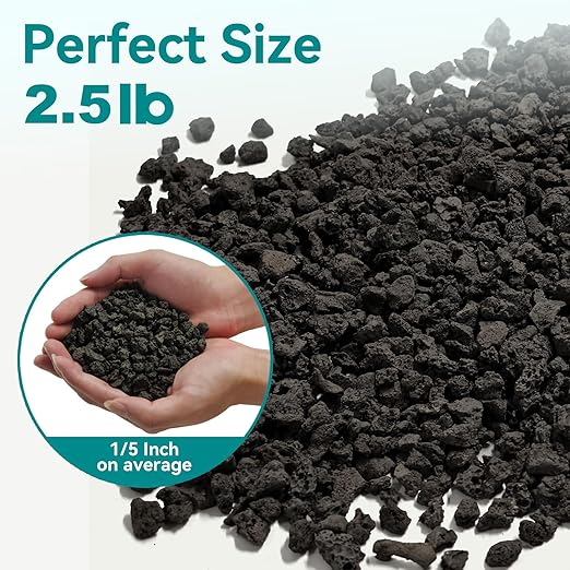 2.5lbs Small Lava Rocks for Plants Drainage, 1/5 Inch Black Gravel Mulch for House Plants, Succulent Rocks Pebbles for Planters,Cactus, Bonsai Tree, Pure Volcanic Rocks, Top-Dressing-PawvioPets