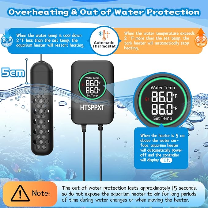 Aquarium Heater, 100W/200W/300W/500W Adjustable Fish Tank Heater with Intelligent Digital LED Controller, Overheating and Out of Water Protection for Freshwater and Saltwater Tanks-PawvioPets