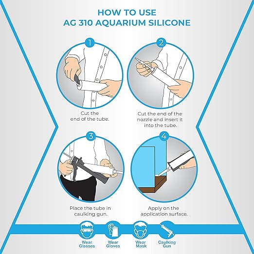 Aquarium Silicone Sealant Clear (2x10.5 floz) 100% Silicone, Waterproof Aquarium Safe, Non-Toxic Fish Tank Glue, Solvent Free, Rapid Curing, Strong Adhesion, Transparent, 2 Pack-PawvioPets