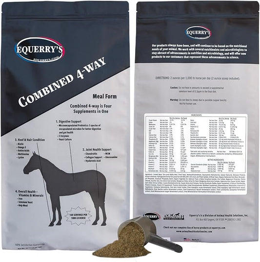Equerry's Combined RX 4 Way | Equine Nutritional Support | Complete Formula | Digestive and Joint Support | Hoof & Hair | Probiotics Vitamins & Minerals 160 Feedings, 20lb.-PawvioPets