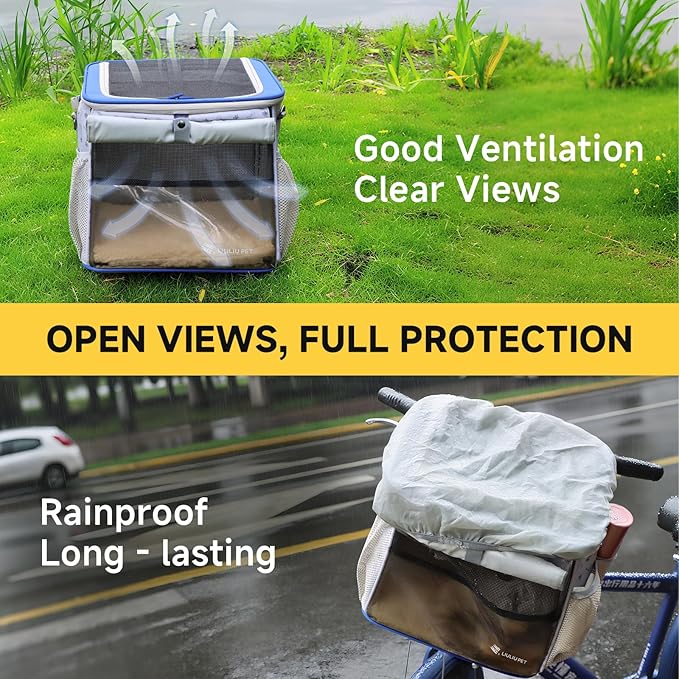 Cat and Dog Backpack Carrier, Breathable Cycling Pet Bag with Mesh Ventilation, Portable Outing Traveling Pet Bag with Top Waterproof Fabric for Small, Medium Cats, Small Dogs, Blue-PawvioPets