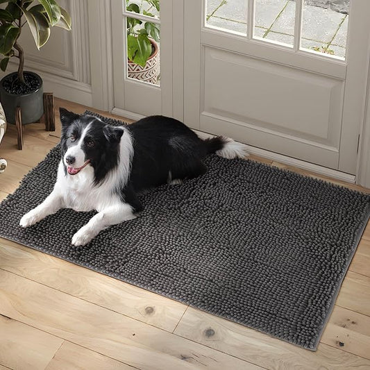 Dog Door Mat Indoor Entrance, 72" x 36" Absorbent Quick-Drying Mud Mat for Dogs, Non-Slip Door Rugs for Entryway Indoor Washable, Soft Chenille Dog Mat for Muddy Paws-PawvioPets