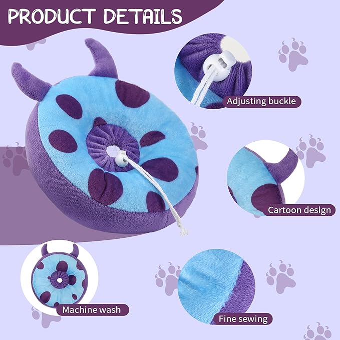 Adjustable Cat Collar Soft to Stop Licking After Surgery for Kitten, Alternative to Cone of Shame, Donut Cone for Cats, Pet Elizabethan Collar (Monster, Small)-PawvioPets