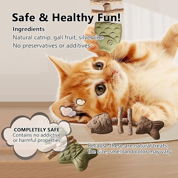 3 Pack Catnip Toys, Healthy Cat & Kitten Teeth Cleaning Dental Chew Toy, Contain Catnip, Natural Silvervine, and Gall Fruit, Interactive Cat Toys for Indoor Cats, are Edible for All Cats Breeds-PawvioPets