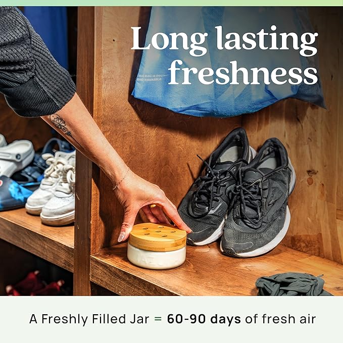 Azuna Air Freshener & Odor Eliminator for Strong Odor | 4 Room Kit Includes (4) 8 oz. Empty Luxe Glass Jars & 24oz Gel | Refill with Tea Tree Essential Oil | Natural Scent | Last 60-90 Days-PawvioPets