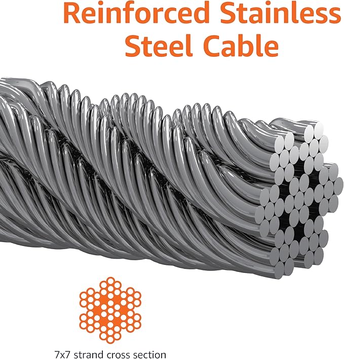 Amazon Basics Tie-Out Cable for Dogs up to 90 lbs, 25 feet, White-PawvioPets