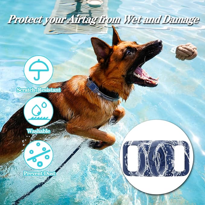 4 Pack Waterproof AirTag Dog Collar Holder Compatible with Apple AirTag, Silicone Hidden Loop Holder for Airtag Tracker, Anti-Lost Dog Collar Air Tag Accessories(Gray,Black,Blue,Dark Green)-PawvioPets