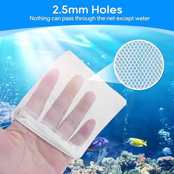 Aquarium Filter Media Bags for Aquarium with Zipper, Fine Mesh Bag Reusable Strong Polyester for Activated Carbon, Bio Filter Balls, Ceramic Rings, Filter Stones, White 10PCS 3.93" x 3.93"-PawvioPets