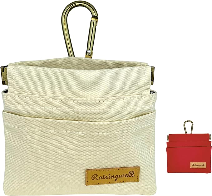 Dog Treat Pouch, Lvory Pocket Sized Pet Training Pouch, Cotton Fabric, Hand Free Dog Walking Bag with Carabiner, Self-Closing Pet Feed Snack Reward, for Puppy Travel or Outdoor Use-PawvioPets