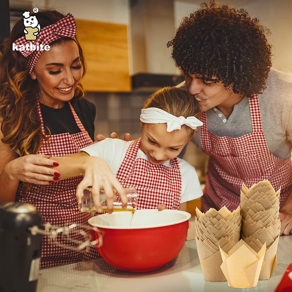 Katbite Tulip Cupcake Liners 200PCS, Muffin Baking Cupcake Liners Holders, Baking Cups (Nature)