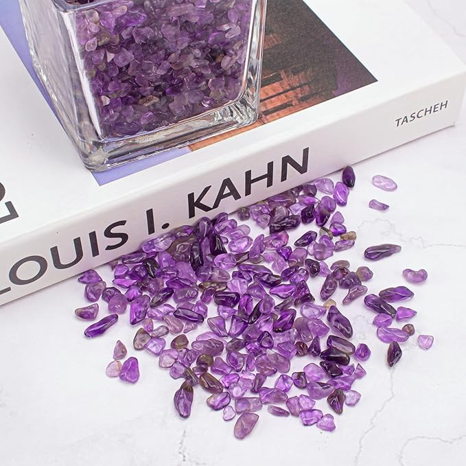 3 LB Amethyst Crystal Rocks Tumbled Crushed Stones Amethyst Crystal Quartz Chips Bulk Natural Gemstones Healing Reiki Mini Quartz Vase Filler Fish Tank Gravel Rocks-PawvioPets