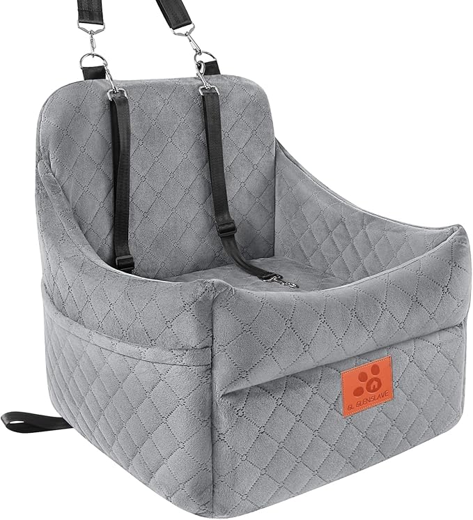 Dog Car Seat for Small/Medium Dogs, Dog Booster Car Seats with Thick Cushion for Dogs Under 35lbs, Detachable Washable Pet Car Seat with Storage Pockets, 2 Safety Belts-PawvioPets