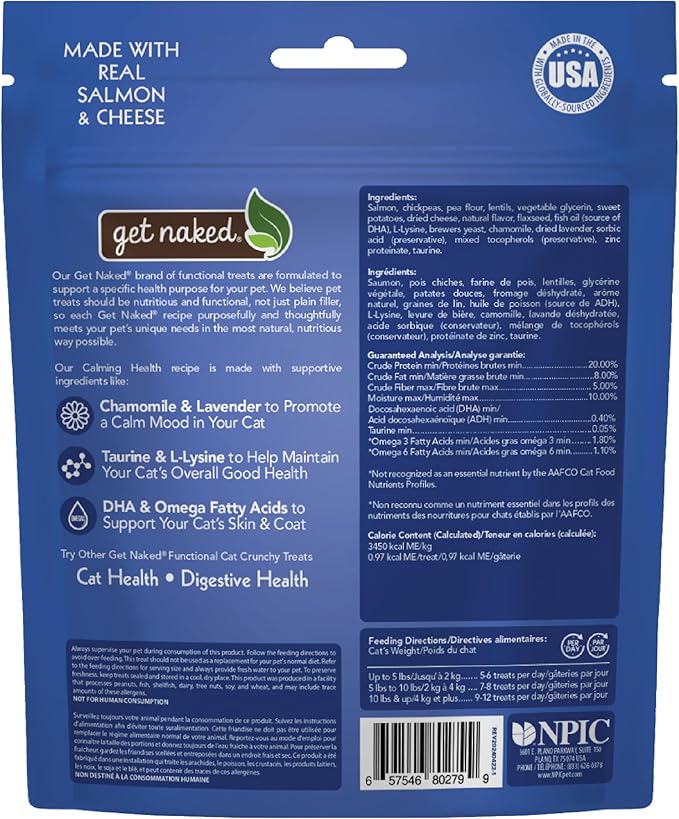 Get Naked Cat Calming Treats Salmon & Cheese Flavor, Crunchy, Calming Health, 6-oz Bag-PawvioPets