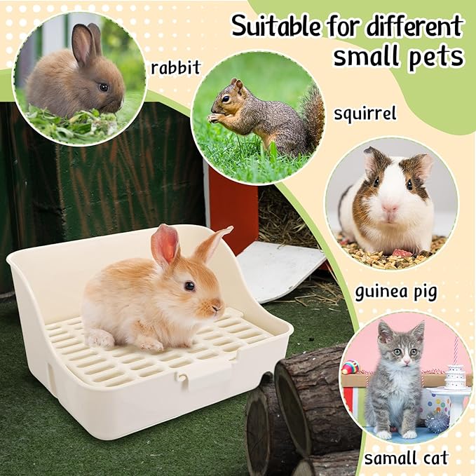 15 Pcs Rabbit Starter Kit Small Rabbit Litter Box Animal Grooming Kit Bunny Toys Bowl Blankets with Cleaning Set for Guinea Pig Accessories(Multicolor)-PawvioPets