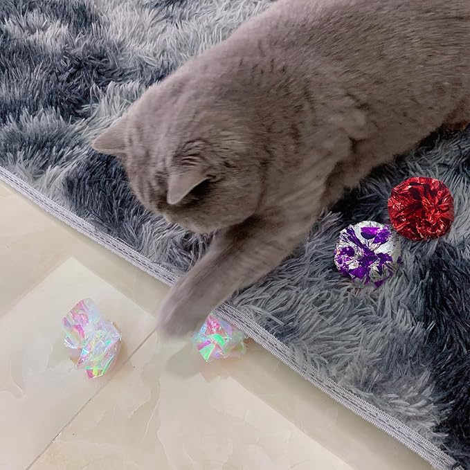 Andiker Cat Crinkle Balls, 2.36 Inches 6 Colors 12pcs Cat Balls Chew and Chase Kitten Mylar Crinkle Ball Lightweight Cats Toys for Indoor Cats to Keep Fit and Active(12pcs)-PawvioPets
