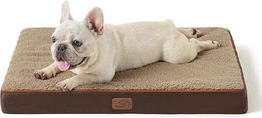 Bedsure Dog Bed Medium Size Dog - Orthopedic Flat Puppy Beds with Removable Washable Cover, Egg Crate Foam Pet Mat, Suitable for Pet Up to 35 lbs-PawvioPets