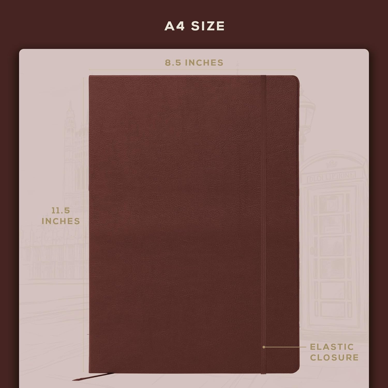 BEECHMORE BOOKS Lined Journal Notebook, 8.5 x 11.5 inch, A4 160 Lined Pages, Hardcover Leather Journals for Women, Men, Writing and Notebooks for Work - 120 GSM Thick Paper, Gifts Box Included (Chestnut Brown)