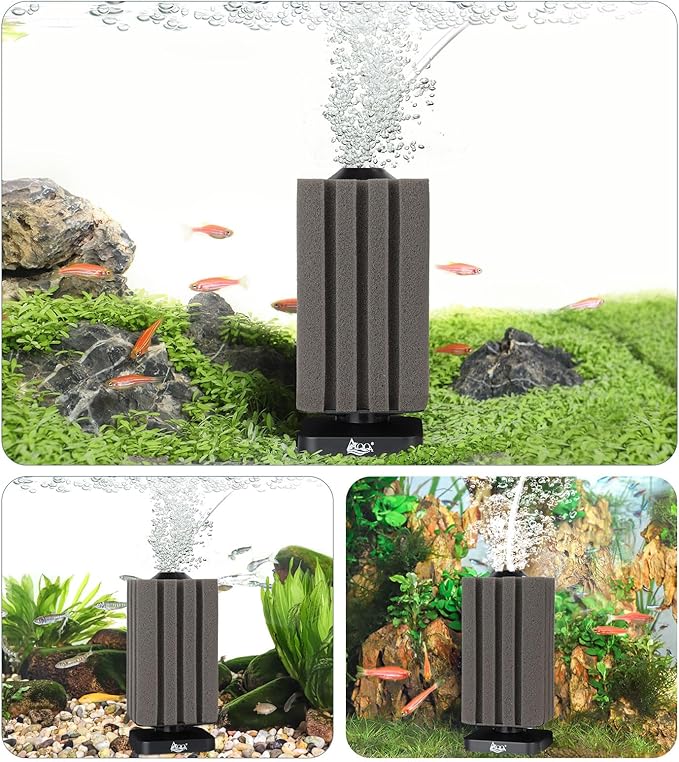 AQQA Aquarium Sponge Filter Submersible Small Fish Tank Filter 20 Gallon Ultra Quiet Air Powered Corner Sponge Filter Aeration Betta Filter for Freshwater & Marine Tank(Small for 5-30 Gallon)-PawvioPets