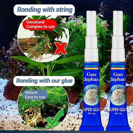 Aquarium Glue Fish Safety, 2Pcs Coral Reef Glue for Plants Moss, Coral, Stone, Wood Aquascaping, Quick Drying (2)-PawvioPets