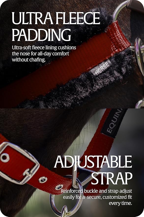 Equinavia Valkyrie Soft Ultra Fleece Padded Adjustable Breakaway Horse Halter - Wine Red/Black - Warmblood-PawvioPets