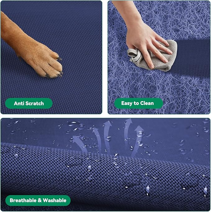 Elevated Dog Bed Raised Outdoor Dog Cot for Medium Dogs, Installation Requires No Tools, Frame with Washable Cooling Breathable Mesh Anti-Slip Feet, Indoor Pet Bed, Blue, 35.4 Inches-PawvioPets