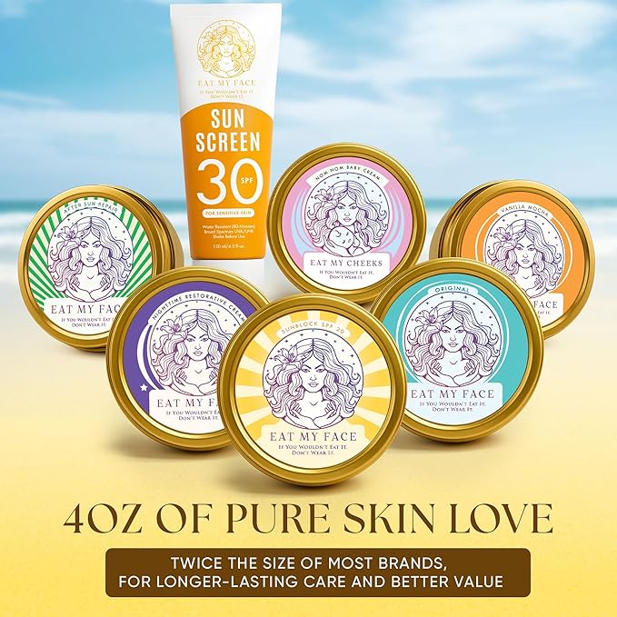 Beef Tallow Sunscreen Organic with Non Nano Zinc Oxide Formula for Daily Protection, 4oz Reef Safe Sunblock, SPF 30 All Natural Chemical Free Sunscreen, Made in USA, Natural Organic Sunblock for Skin-PawvioPets