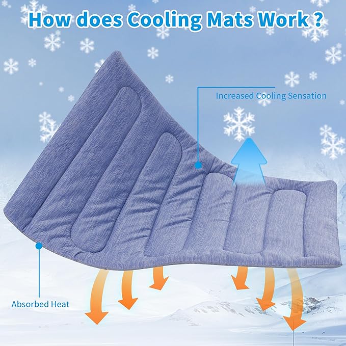 Cooling Mat for Large Dogs - Double-Sided Waterproof & Cool, Q-MAX>0.47, Portable Dog Cooling Mat for Summer. (M (28''x20''))-PawvioPets